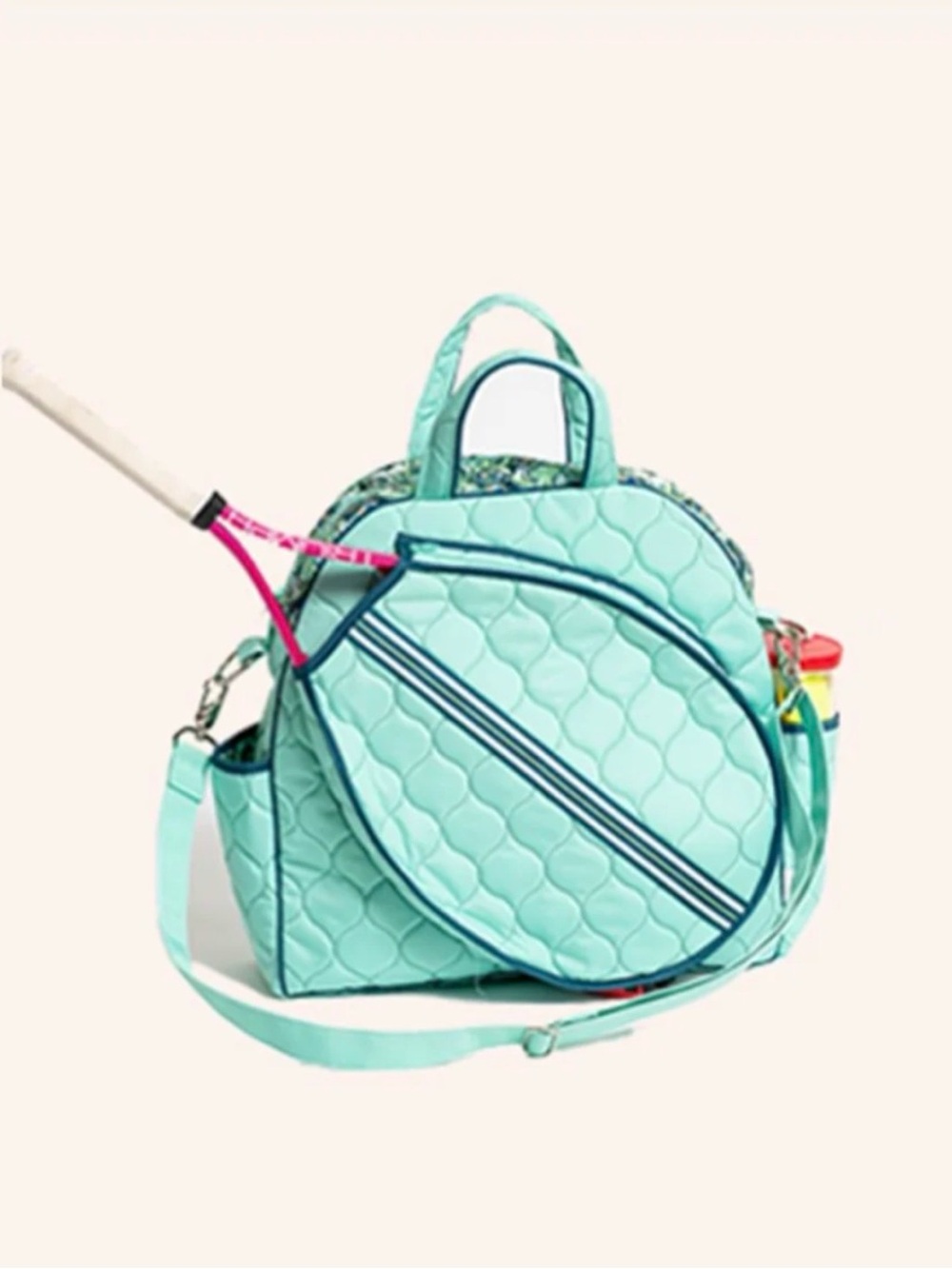 Cinda B Aqua Quilted Tennis Bag Racket Pocket sold out- tennis ball coin purse